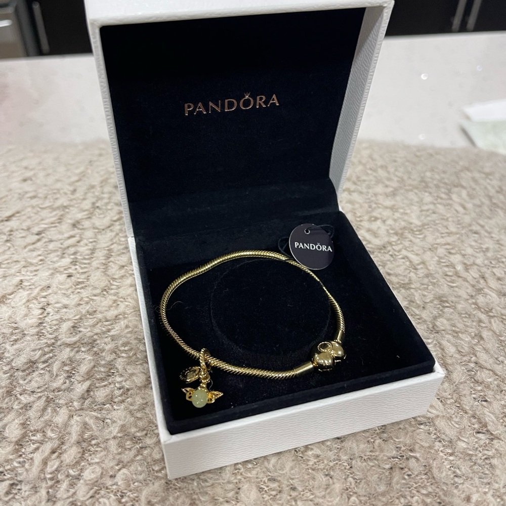Pandora Gold Snake Bracelet with Charms